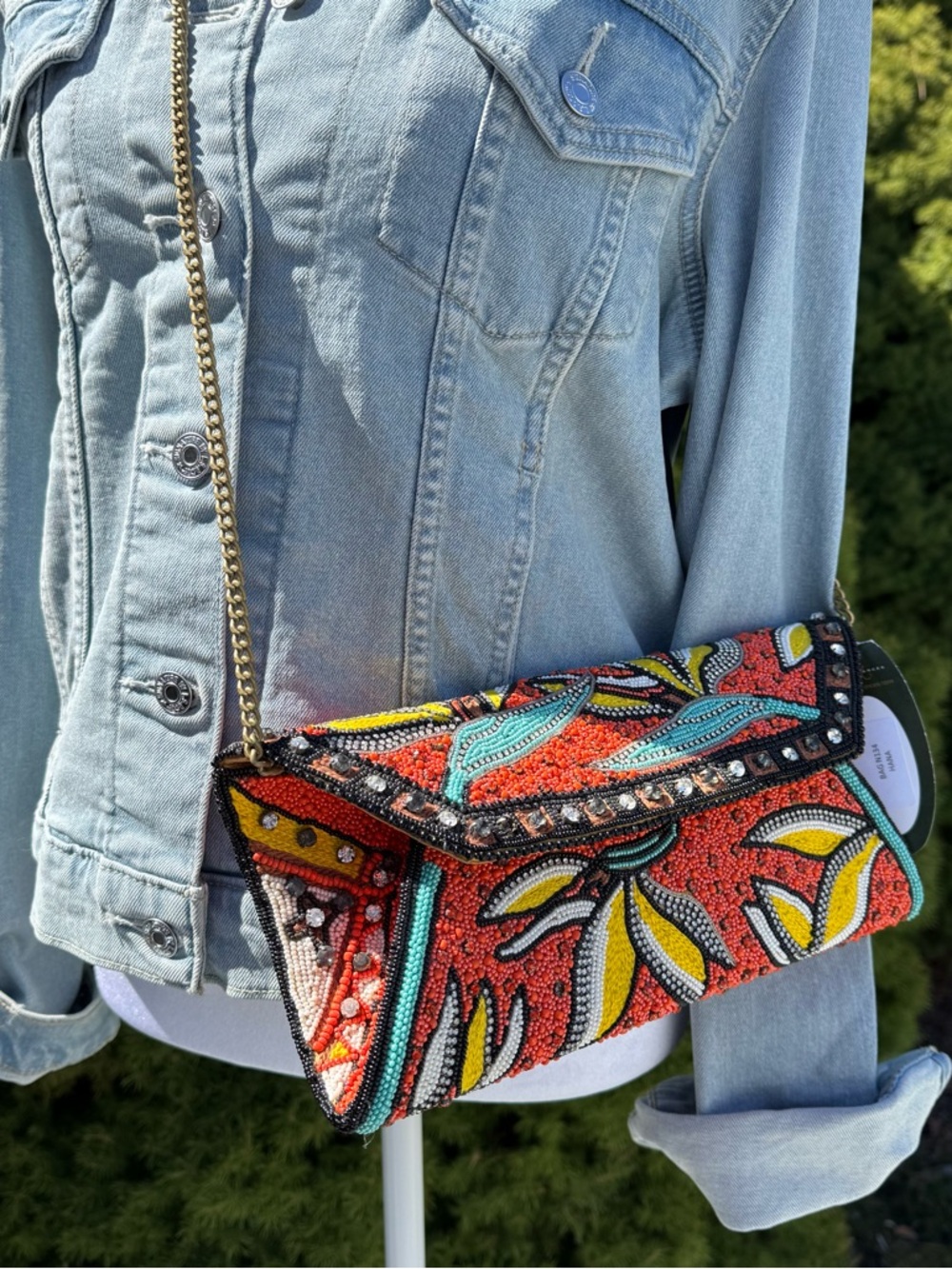Stunning Beaded Mary Frances Floral Crossbody Clutch - Red Multi NWT